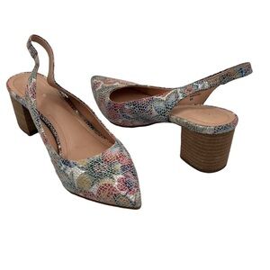 Tahari Revel Mosaic Slingback Leather Pointed Toe Block Heels Size 6 Women’s